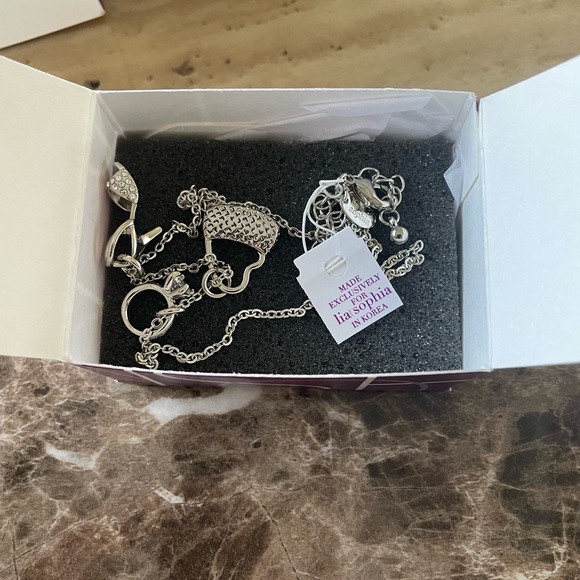 Lia Sophia Shopping Spree Silver Metal Necklace NWT Adjustable 16 - 19 in long - Picture 10 of 13
